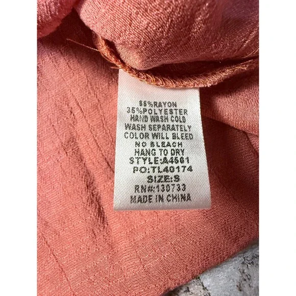 Umgee Womens Embroidered Cold Shoulder Blouse Rust Terracotta Boho Top New - Picture 3 of 5